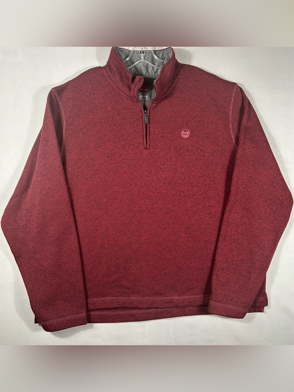 Wrangler Pullover Sweater Mens Size XXL Red Heathered Quarter Zip Fleece